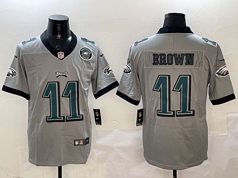 Men Philadelphia Eagles #11 Brown Grey 2025 Nike Vapor Limited NFL Jersey style 2124